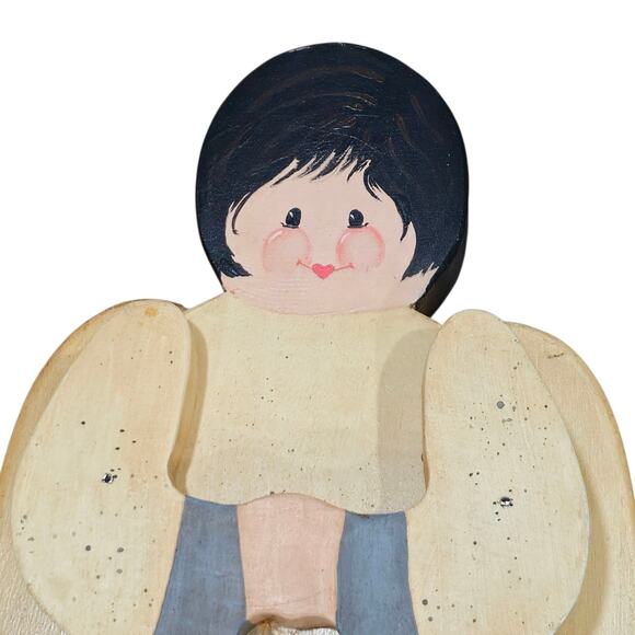 Vintage Wooden decorative angel figures, Lot of Two 16" 12" - Picture 12 of 13